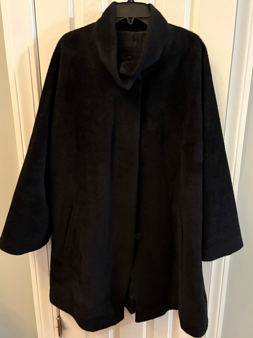 Hilary Radley Suri Alpaca Wool Blend Black Coat Size 18 Excellent Cindition